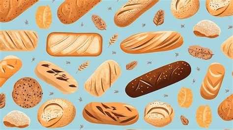 Premium Ai Image Seamless Pattern Of Bread In Watercolor Illustration