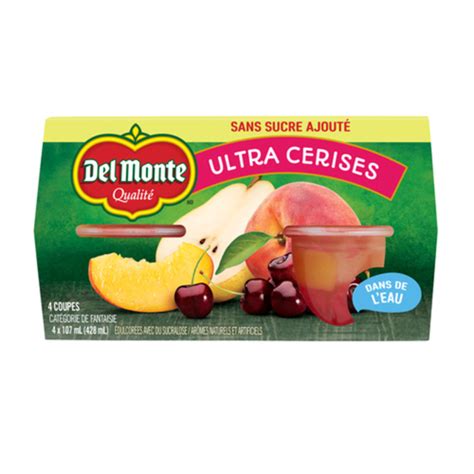 Del Monte Fruit Cups Packed In Water No Sugar Added Very Cherry 4 X 107