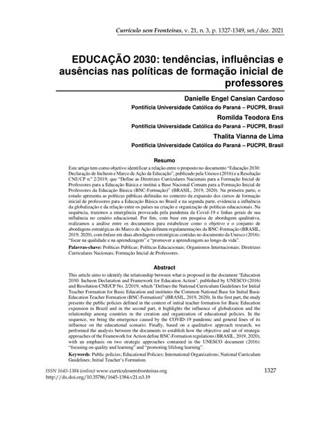 Pdf Educação 2030 Tendências Influências E Ausências Nas Políticas De Formação Inicial De