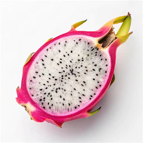 dragon fruit cut open  white background stock illustration