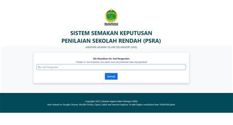 Psra 2024 Semak Keputusan Penilaian Sekolah Rendah Agama