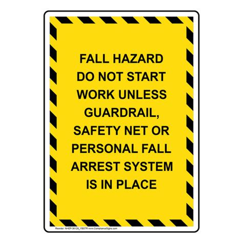 Vertical Sign Ppe General Fall Hazard Do Not Start Work