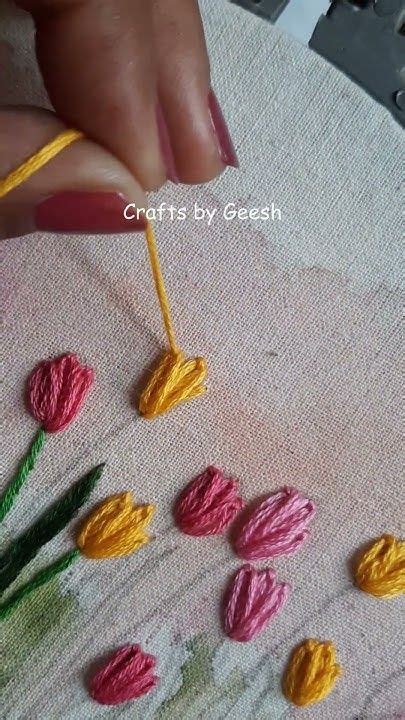 Tulip Hand Embroidery Tulips Lazy Daisy Stitch Spring Flowers In