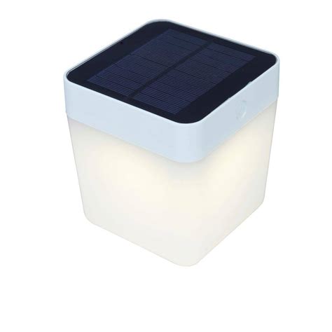 Buy 5 25 In White Outdoor Solar Table Lamp With Re Chargeable Battery