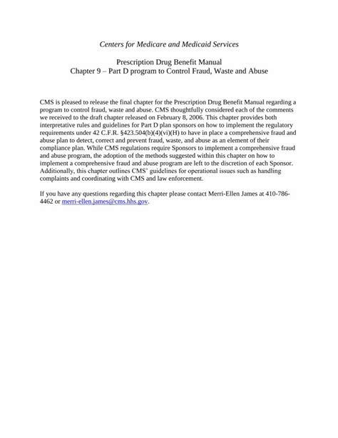 Pdf Prescription Drug Benefit Manual Chapter 9 Part D · Chapter 9