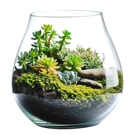 Premium Photo Glass Florarium With Succulent Plants Isolated On White