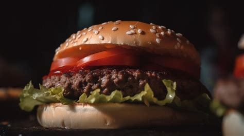 Premium AI Image | A burger with lettuce, tomato, and lettuce on it