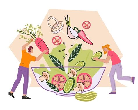 Ilustraci N Vectorial Plana Aislada De Ensalada De Verduras Frescas Y