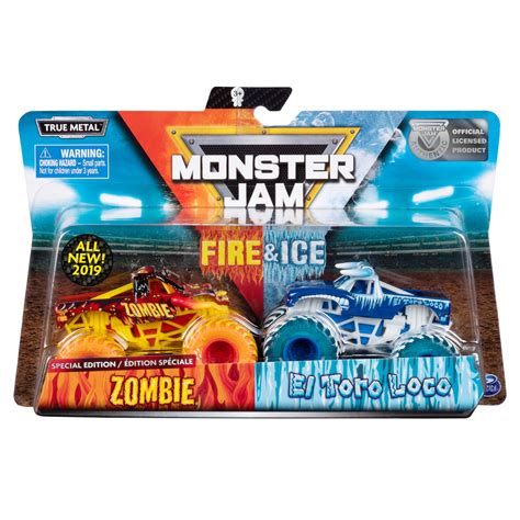 Monster Jam Fire & Ice 2 Pack Zombie Vs. El Toro Loco Monster Truck Die-Cast Vehicles 1:64 Scale ...