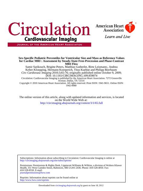 Pdf Sex Specific Pediatric Percentiles For Ventricular Are Faster