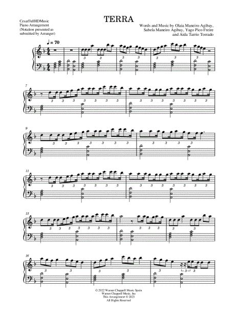 CesarFullHDMusic "Terra" Sheet Music (Piano Solo) in D Minor - Download & Print - SKU: MN0269773