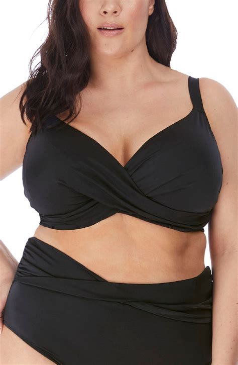 Elomi Magnetic Underwire Plunge Bikini Top Black Editorialist