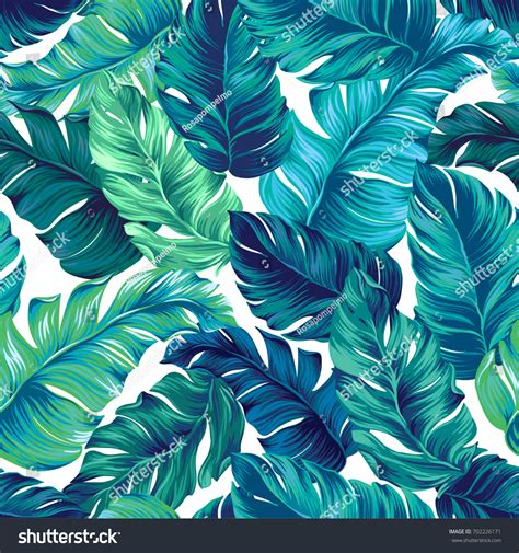 Seamless Tropical Teal Green Leaves: Over 710 Royalty-Free Licensable Stock Vectors & Vector Art ...