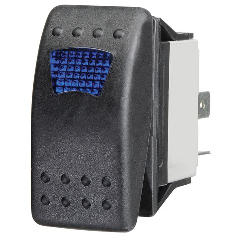 Blue LED Sealed Rocker Switch On Off 16Amps At 12V Retail Blister