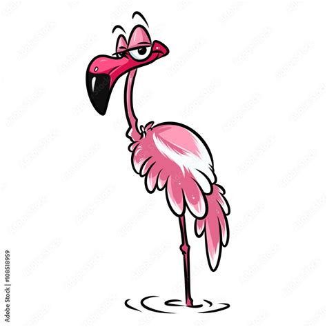 Pink flamingo bird cartoon illustration isolated image animal character ...