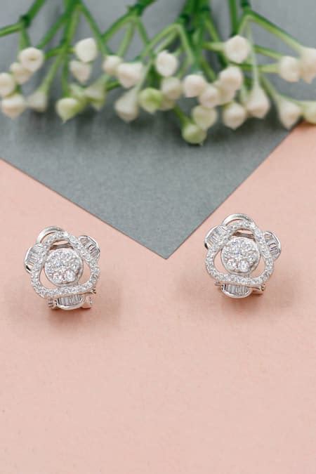 Buy Silver Plated Cubic Zirconia Embellished Moonlit Sonata Stud