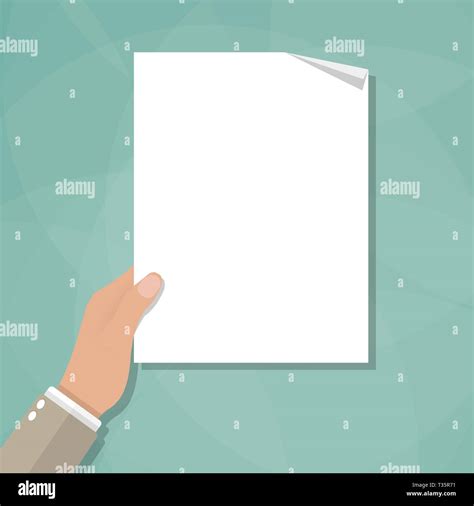 Cartoon Businessman Hand Holding Empty Blank Paper Vector Illustration