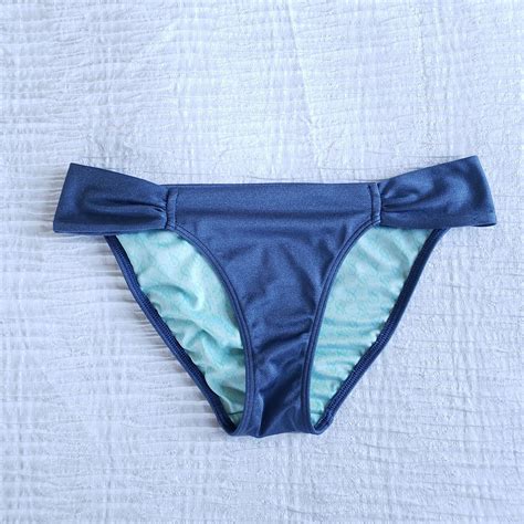 Victoria S Secret Swim BIKINI Bottoms Shiny Navy Blue Gem