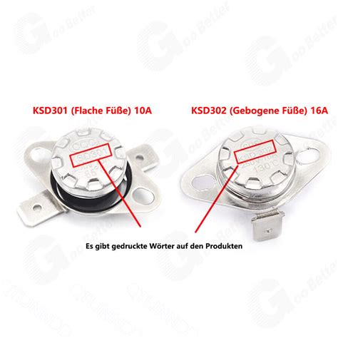 KSD301 KSD302 Thermoschalter Schließer Öffner Temperaturschalter 40C