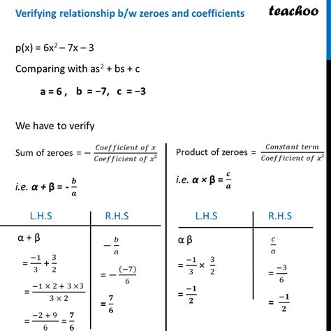 Find Zeroes And Verify Quadratic Polynomial 6x2 3 7x