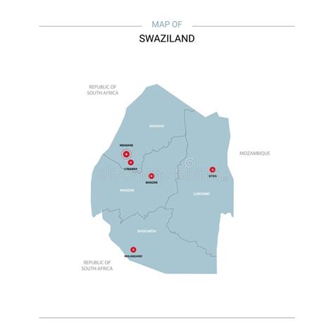 Vector Del Mapa De Swazilandia Con El Perno Rojo Ilustraci N Del Vector