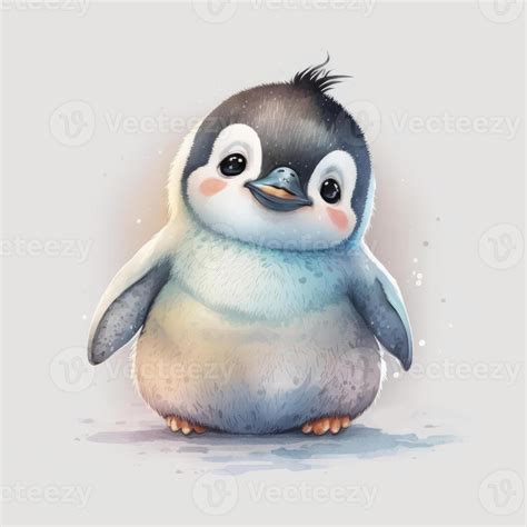 Smiling Baby Penguins Clip Art Isolated With White Background