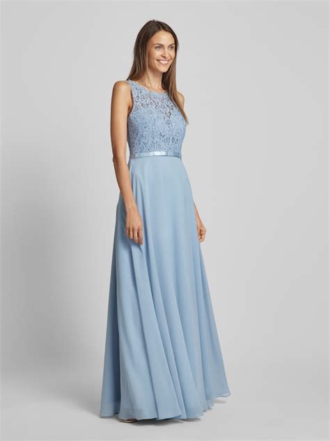 Luxuar Abendkleid Mit Spitzenbesatz Rauchblau Online Kaufen