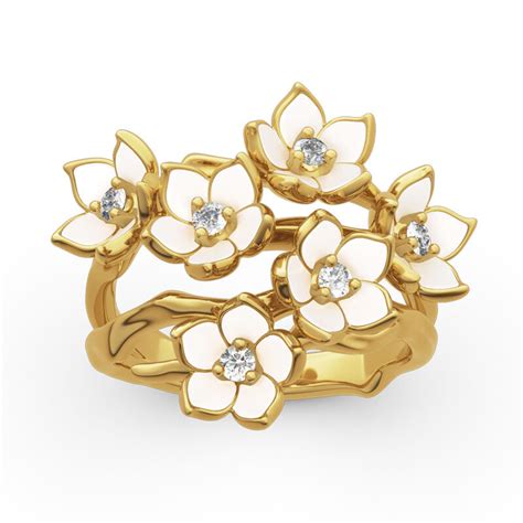 Jeulia Flower Design Round Cut Sterling Silver Ring Jeulia Jewelry