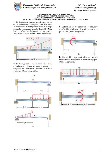 R2 Práctica Dirigida 01 Cálculo De Deflexiones Método Doble Integración Verano 2024