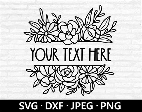 Floral Border Svg Floral Frame Svg Flower Border Svg Split Monogram Svg Floral Monogram Svg