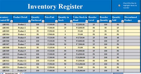 Free Excel Template For Stock Inventory Management