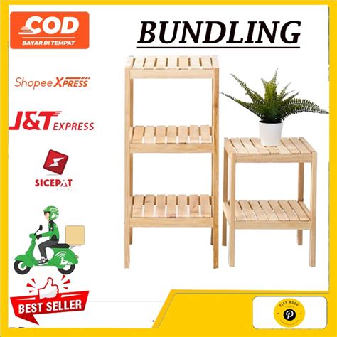 Jual Paket Oana Wooden Shelf 3 Tingkat 2tingkat Rak Kayu Rak