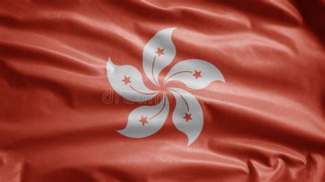 Bandeira De Hongkong Acenando Ao Vento Fechar O Banner De Hong Kong