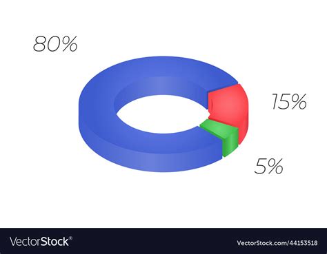 3d donut chart infographic concept with three Vector Image