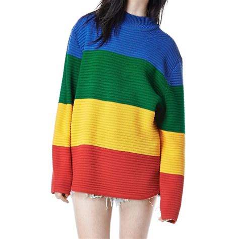 Aliexpress Buy Unif Crayola Sweater Rainbow Color Block Knitted