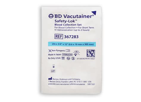 Bd 367283 Vacutainer® Safety Lok™ Blood Collection Set 23 Gauge 34