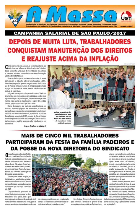 Jornal A Massa Dezembro By Sindicato Dos Padeiros De S O Paulo