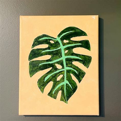 Monstera Leaf Acrylic Painting Etsy