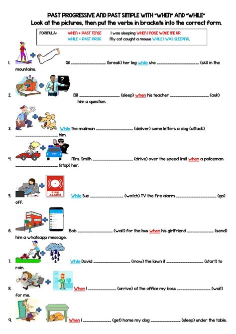 Past Progressive With When And While Worksheet Ejercicios De Ingles