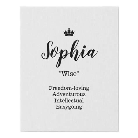 Name Meaning Canvas Picture - Sophia | Zazzle | Names with meaning ...