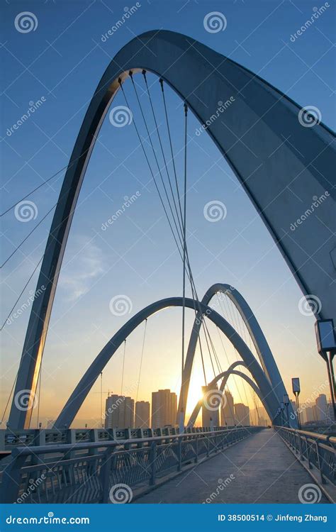 Modern arch bridge stock photo. Image of sunset, modern - 38500514