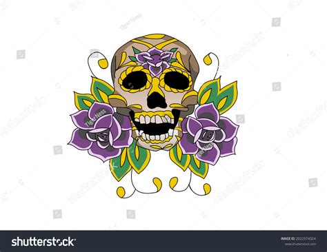 Tattoo Design Inspired By Mexican Skull Stock Illustration 2022974324 ...