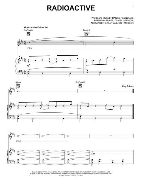 Radioactive Imagine Dragons Piano Sheet Music