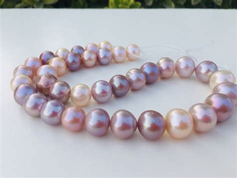 Mm Round Edison Pearl Strand Mixed Color Pearl Necklace Purple