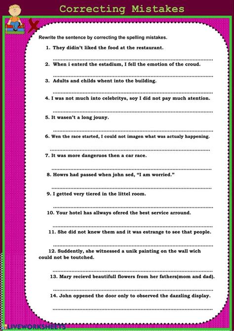 Correct The Spelling Mistakes Worksheet Common Grammar Mistakes