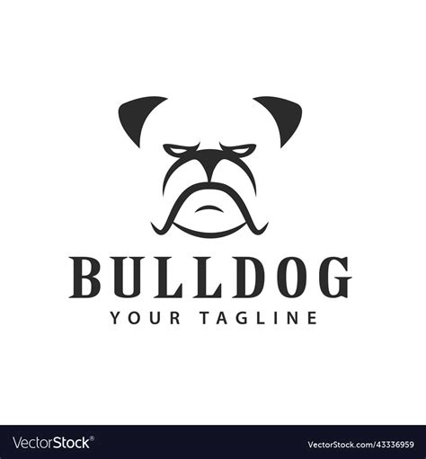 Bulldog dog head logo simple face design Vector Image