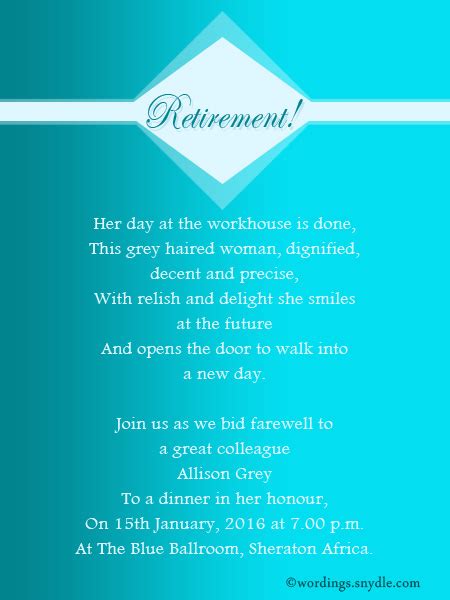 Retirement Party Invitation Wording Ideas and Samples - Wordings and ...