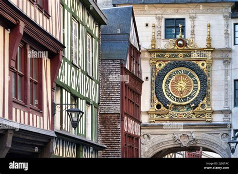 France Seine Maritime Rouen Gros Horloge Street Historic 14th