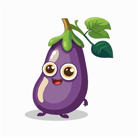 Premium Vector Vector Cute Eggplant Cartoon Style