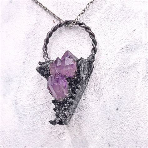 Now Available Mink Jawbone Necklace With Skeletal Amethyst Clusters